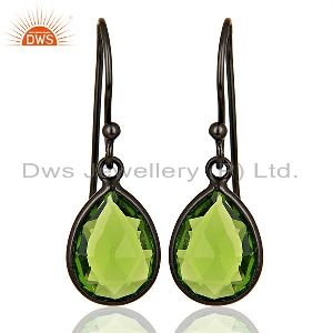 Designer Gold Plated Silver Gray Chalcedony Gemstone Earring Jewelry