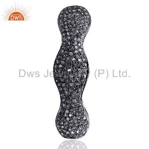 Diamond Pave Bar Finding 925 Sterling Silver Spacer