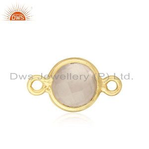 Gold Plated 925 Silver Rose Quartz Gemstone Connector