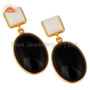Black Onyx 18k Gold Plated 925 Sterling Silver Earring