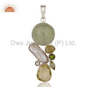 Prehnite, Pearl, Peridot, Lemon Topaz