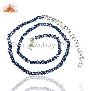 Tanzanite Pyrite Gemstone Fine Silver Chain Necklace