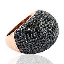 Rose Gold Silver 925 Sterling Pure Black Diamond ring