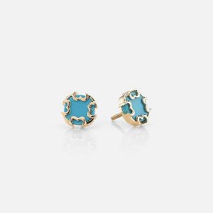 CORDOBA KIDS EARRINGS IN YELLOW GOLD WITH TURQUOISE STONE