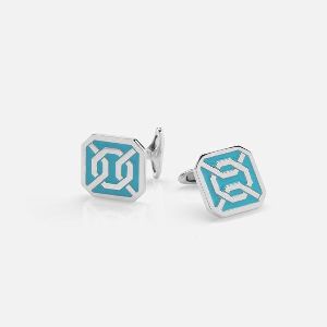 CORDOBA MENS CUFFLINKS IN SILVER WITH ENAMEL