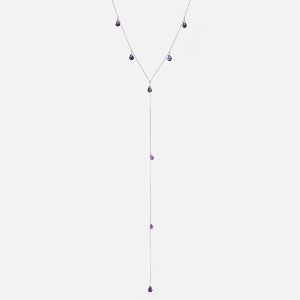 NECKLACE IN WHITE GOLD WITH AMETHYST STONE