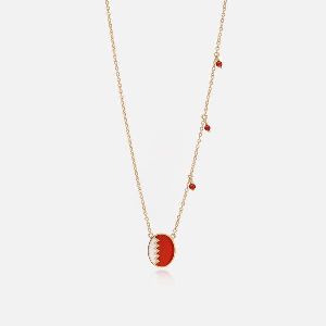 NECKLACE IN YELLOW GOLD WITH RED AGATE