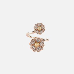 PEARL RING IN ROSE GOLD WITH DIAMONDS