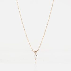 TRIANGLE NECKLACE IN YELLOW GOLD WITH MOON STONE AND DIAMONDS