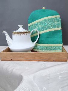 Hand Embroidered Green Cotton Lucknow Chikankari Tea Cozy