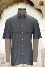LUCKNOWI CHIKAN HAND EMBROIDERED COTTON MEN'S SHIRT