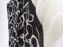 wool black and white printed stole