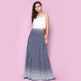 White Top With Polka Skirt