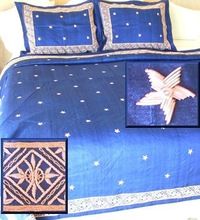 INDIAN HAND EMBROIDERED QUILTED SILK BEDPREADS BEADED