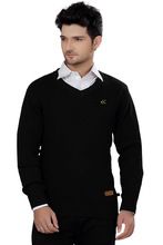Elegance Cut Black Cotton Me V-Neck Sweater