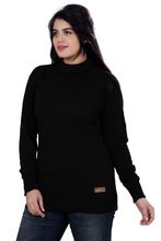Elegance Cut Black Cotton Womens Turtleneck Sweater