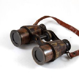 Brass Binocular in Leather Case with Strap