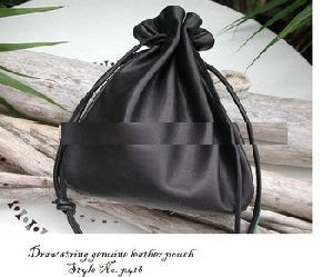 Draw string leather pouch