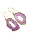 Natural Light Purple Geode Slice Druzy Gold Plated Earring