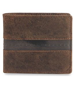 BROWN LEATHER FASHIONABLE TRI-FOLD WALLET