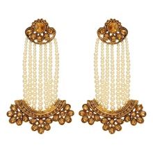 Gold Color Glass Stone Antique Earring