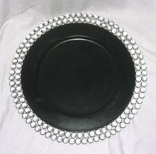 Black crystal charger plate for wedding