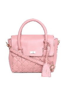 Pink Handbag with pattern Stitch effect