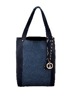 Yelloe blue tote with front textured panel