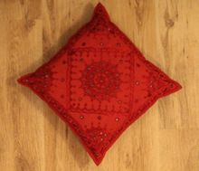 INDIAN SILK EMBROIDERY WORK CUSHION COVER