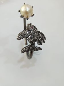 Fish Shaped Silver Stone Ring