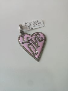 Heart Shaped Silver Stone Pendant