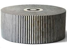 Striped Bone Inlay Round Coffee Table