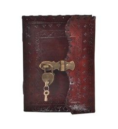 Antique Design Embossed Leather Key Lock Journal