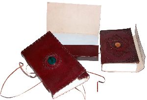 Antique Design Side Stitching Single Stone Leather Journal
