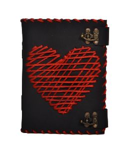 Antique Style Heart Stitching Leather Journal Nonrefillable Notebook