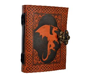 Celtic Dragon Note Book Orange With Black Color Book Of Shadow Dairy