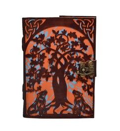 Cut Work Leather Journal Wolf Under The Tree Leather Journal Notebook