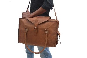 Handmade Goat Design Leather Duffle Luggage Bag