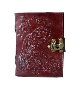 Handmade New Design Embossed Peacock Leather Journal Notebook & Sketchbook