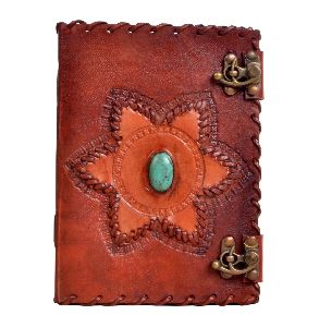 New Handmade Genuine Antique Star Shape Single Stone Leather Journal Antique Diary