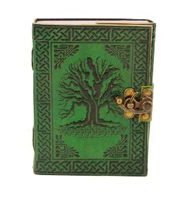 Shadow Green Leather Celtic Tree Of Life Leaf Diary
