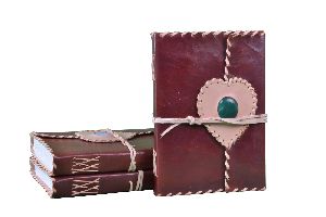 Vintage Handmade Leather Journal Antique Heart Stone Leather Journal Notebook