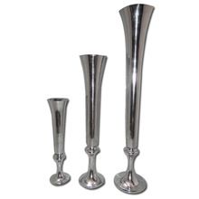 Aluminum Silver Fluted Vase