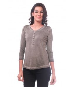 sleeve lace cotton gray top