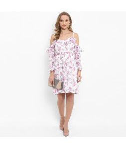 WOMEN PRINTED FIT AND FLARE DRESS