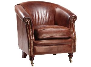 Designer Brown Color Leather Tufted Comfort Sofa