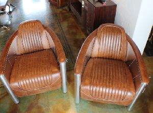Metallic Aero Chair With Leather Seat
