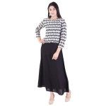 Desi Beats Women Zig Zag Print Top Solid Plazzo Set Black and White Western Dress