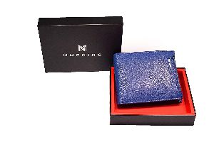 MUPKINO Genuine Leather Mens Wallet Blue Detachable Card