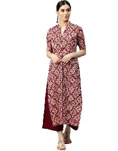 2,060.0Jaipur Kurti Women Maroon Geometric A-Line Cotton Dress